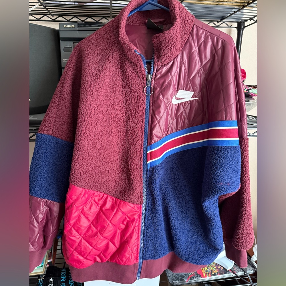 Nike Maroon and Blue Quilted Jacket